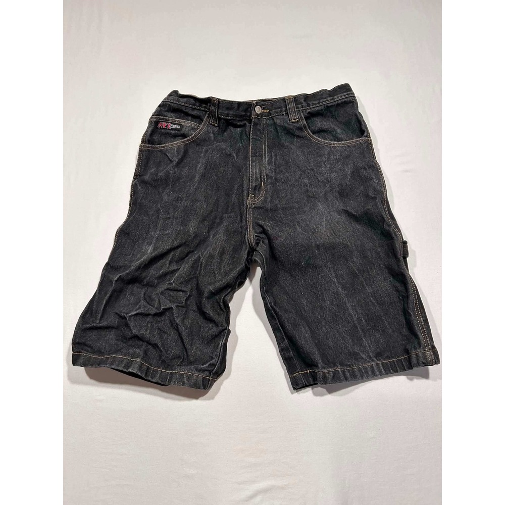 NY Xpress Mens Black Denim Carpenter Shorts Size 36 Baggy Y2K Streetwear